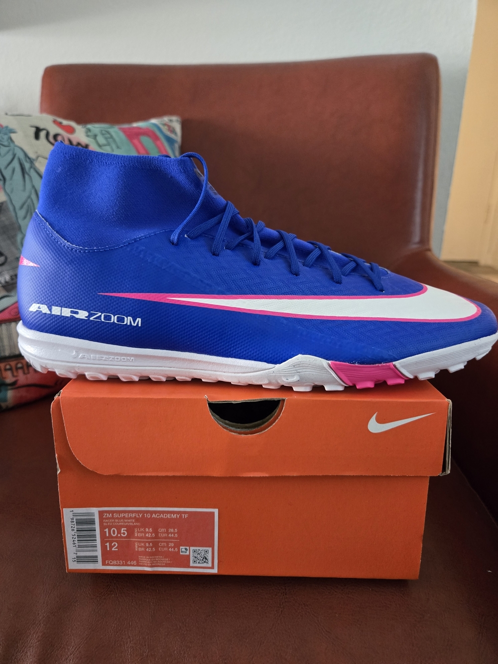 Nike Royal Blue, White & Pink Turf Soccer Shoes